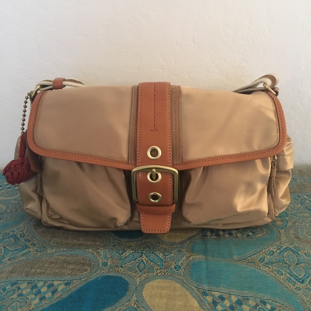 Coach khaki crossbody messenger bag